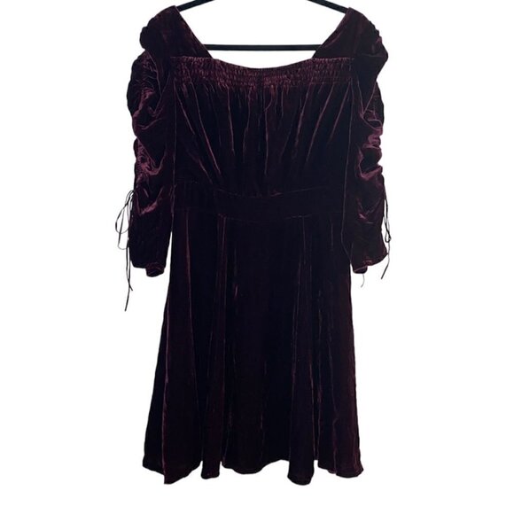 THE Kooples Burgundy Mini Velvet Dress Silk Blend Size M - Picture 4 of 16